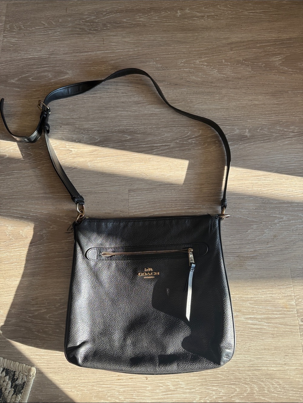Coach Black Leather Pebbled Shoulder Crossbody